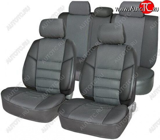 3 999 р. Комплект чехлов сидений (экокожа-жаккард) ПЕТРОВ А10  Skoda Octavia ( Tour A4 1U2,  Tour A4 1U5) (2000-2010) лифтбэк рестайлинг, универсал рестайлинг (темно-серый)  с доставкой в г. Пермь
