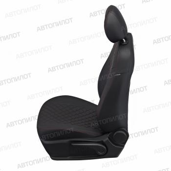 8 499 р. Чехлы на сиденья Ромб (сплошное экокожа) Автопилот  Changan Alsvin (2018-2025) (черный/строчка красная)  с доставкой в г. Пермь. Увеличить фотографию 4