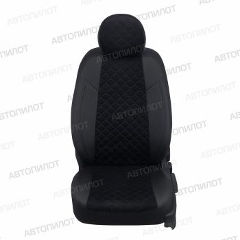 8 499 р. Чехлы на сиденья Алькантара ромб (сплошное экокожа) Автопилот Changan Alsvin (2018-2025) (Черный)  с доставкой в г. Пермь. Увеличить фотографию 3