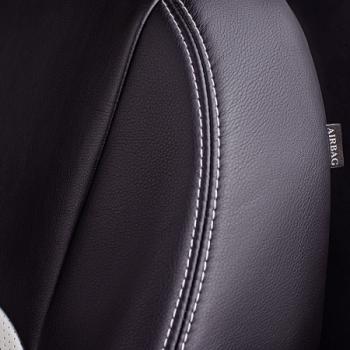 5 799 р. Комплект чехлов для сидений (РЗС 60/40 3Г Илана+Орегон) ТУРИН СТ Lord Autofashion KIA Soul SK3 (2018-2022) (черный, вставка белая, строчка белая)  с доставкой в г. Пермь. Увеличить фотографию 2