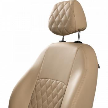 6 399 р. Комплект чехлов для сидений (ЦЗС Илана+Орегон) ТУРИН ст РОМБ Lord Autofashion Лада 2107 (1982-2012) (бежевый, вставка бежевая, строчка бежевая)  с доставкой в г. Пермь. Увеличить фотографию 7