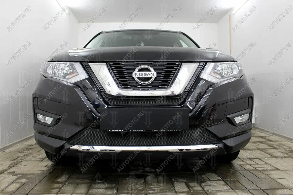 2 899 р. Защита радиатора (середина) Стрелка11 Стандарт  Nissan X-trail  3 T32 (2017-2022) рестайлинг (черная)  с доставкой в г. Пермь