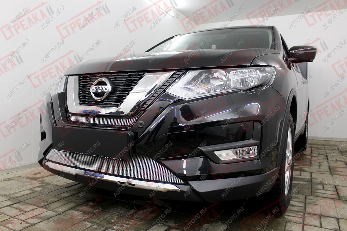 3 079 р. Защита радиатора (середина) Стрелка11 Стандарт  Nissan X-trail  3 T32 (2017-2022) рестайлинг (хром)  с доставкой в г. Пермь