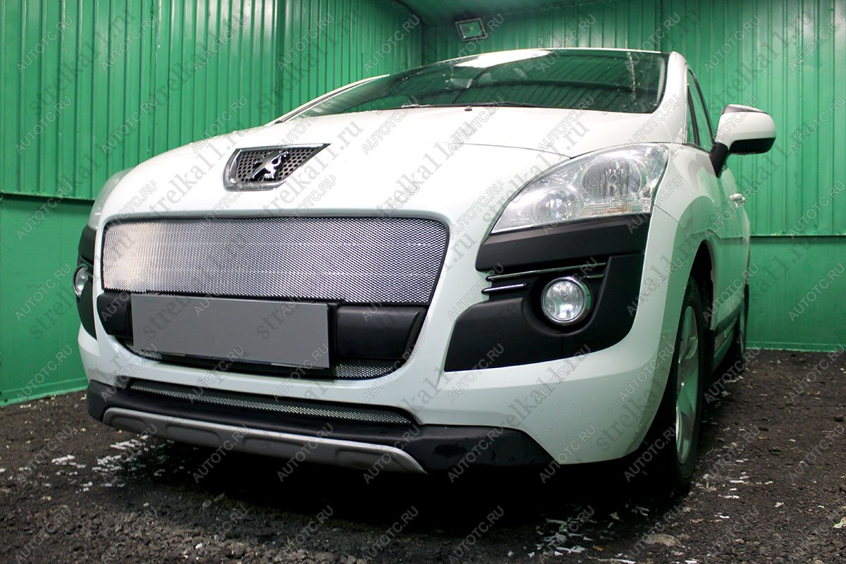 2 479 р. Защита радиатора (середина) Стрелка11 Стандарт  Peugeot 3008 (2009-2013) дорестайлинг (хром)  с доставкой в г. Пермь
