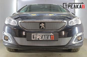 3 499 р. Защита радиатора (низ) Стрелка11 Стандарт  Peugeot 408 (2015-2022) рестайлинг (хром)  с доставкой в г. Пермь. Увеличить фотографию 2