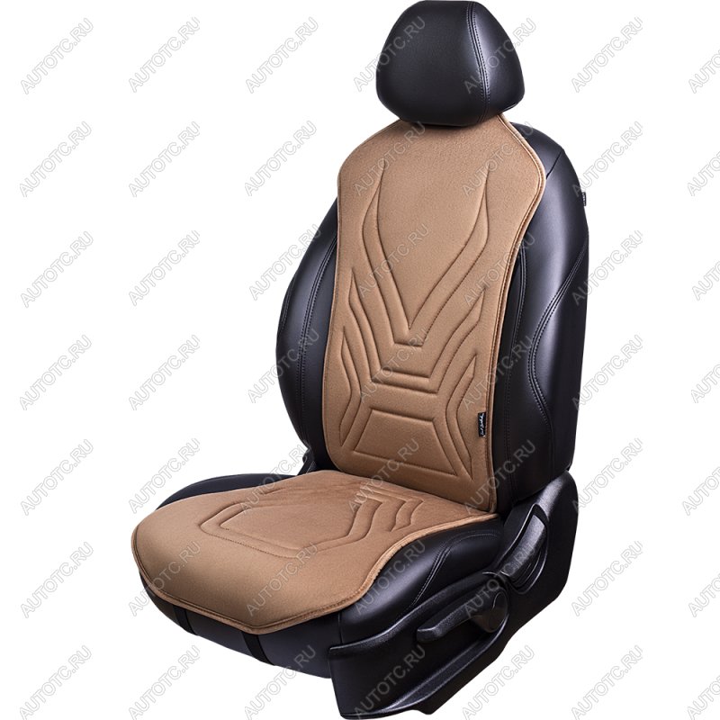 2 579 р. Накидка на сиденье (1 место Афины) ЛЮКС ст АЛЬБИОН Lord Autofashion   (бежевый, строчка коричневая)  с доставкой в г. Пермь
