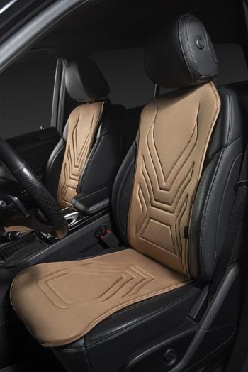 2 579 р. Накидка на сиденье (1 место Афины) ЛЮКС ст АЛЬБИОН Lord Autofashion   (бежевый, строчка коричневая)  с доставкой в г. Пермь. Увеличить фотографию 4