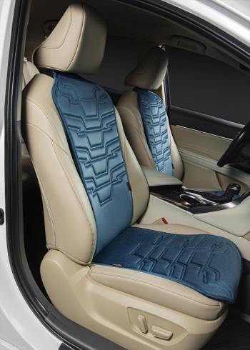 2 579 р. Накидка на сиденье (1 место Афины) ЛЮКС ст ФОРТ Lord Autofashion   (мурена, строчка серо-голубая)  с доставкой в г. Пермь. Увеличить фотографию 2