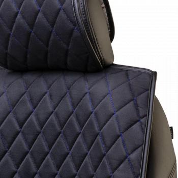 3 099 р. Накидка на сидение (2 места Софа) ТЕЙЛОР ст РОМБ Lord Autofashion   (черный, строчка синяя)  с доставкой в г. Пермь. Увеличить фотографию 3