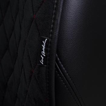5 649 р. Накидка на сидение (5 мест Софа) ТЕЙЛОР ст РОМБ Lord Autofashion   (черный, строчка красная)  с доставкой в г. Пермь. Увеличить фотографию 5