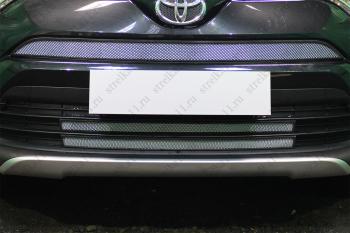 Защита радиатора (2 части низ) Стрелка11 PREMIUM Toyota RAV4  XA40 (2015-2019) 5 дв. рестайлинг (хром)
