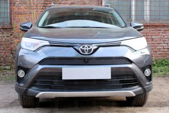 Защита радиатора (верх) (с камерой) Стрелка11 PREMIUM Toyota RAV4  XA40 (2015-2019) 5 дв. рестайлинг (черная)