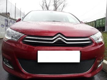 Зимняя заглушка решетки радиатора Стрелка11 CITROEN C4 B7 хэтчбэк 5 дв. (2011-2018) (черная)
