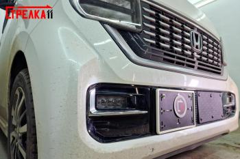 Зимняя заглушка решетки радиатора (низ) (еврономер) Стрелка11 Honda N-WGN  JH3,JH4 (2019-2022) дорестайлинг (черная)