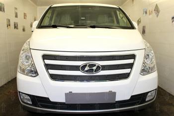 Зимняя заглушка решетки радиатора (низ) Стрелка11 Hyundai Starex/Grand Starex/H1  TQ (2014-2018) рестайлинг (черная)