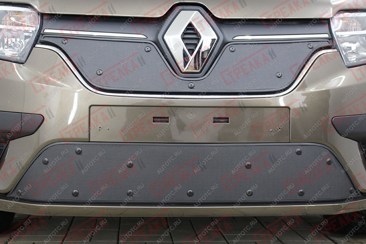 759 р. Зимняя заглушка решетки радиатора (низ) Стрелка11  Renault Logan  2 - Sandero  (B8) (черная)  с доставкой в г. Пермь