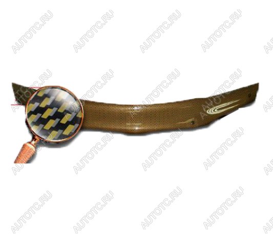 2 169 р. Дефлектор капота на CA-Plastiс  INFINITI QX56  Z62 (2010-2013) (серия Шелкография карбон золото)  с доставкой в г. Пермь