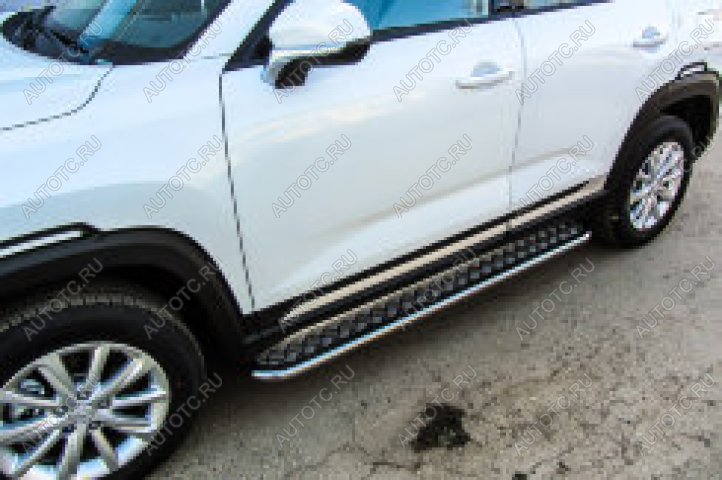 16 999 р. Защита порогов d42 с листом (New) Slitkoff  KIA Sportage  2 JE,KM (2008-2010)  рестайлинг (нержавейка полированная)  с доставкой в г. Пермь