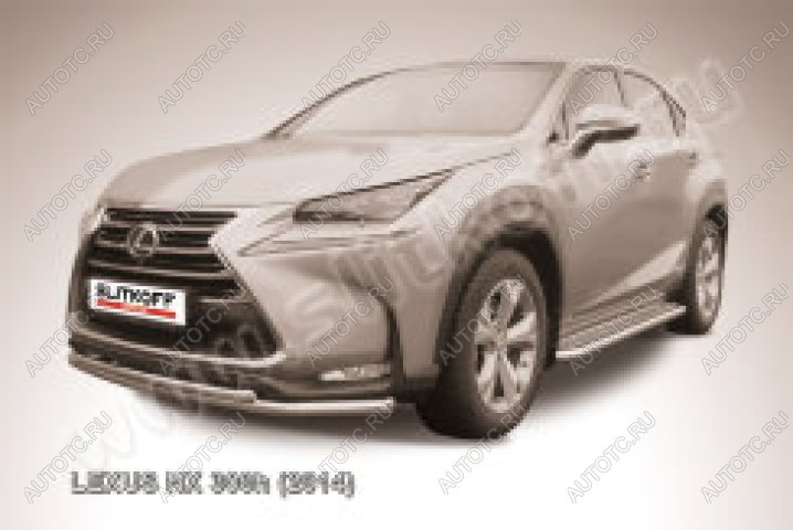13 699 р. Защита переднего бампера d57+d42 двойная радиусная Slitkoff Lexus NX300h Z10 дорестайлинг (2014-2017) (нержавейка полированная)  с доставкой в г. Пермь