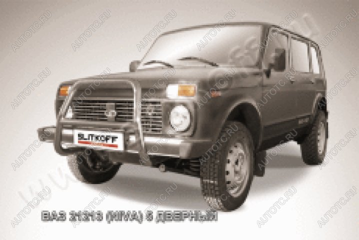 19 349 р. Защита переднего бампера кенгурятник d57 высокий Slitkoff  Лада нива 4х4  2131 (1993-2019) 5 дв. дорестайлинг (нержавейка полированная)  с доставкой в г. Пермь