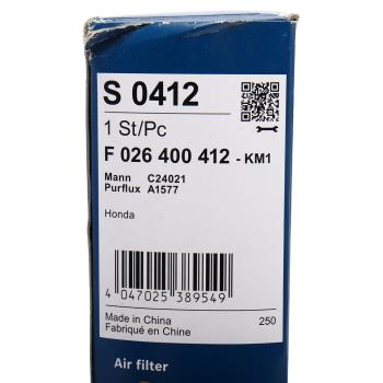 1 129 р. Фильтр воздушный HONDA Civic (12-) (1.8) BOSCH BOSCH f026400412  с доставкой в г. Пермь. Увеличить фотографию 3