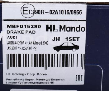 3 099 р. Колодки тормозные AUDI A6 (11-),A7 передние (4шт.) MANDO MANDO mbf015380  с доставкой в г. Пермь. Увеличить фотографию 6