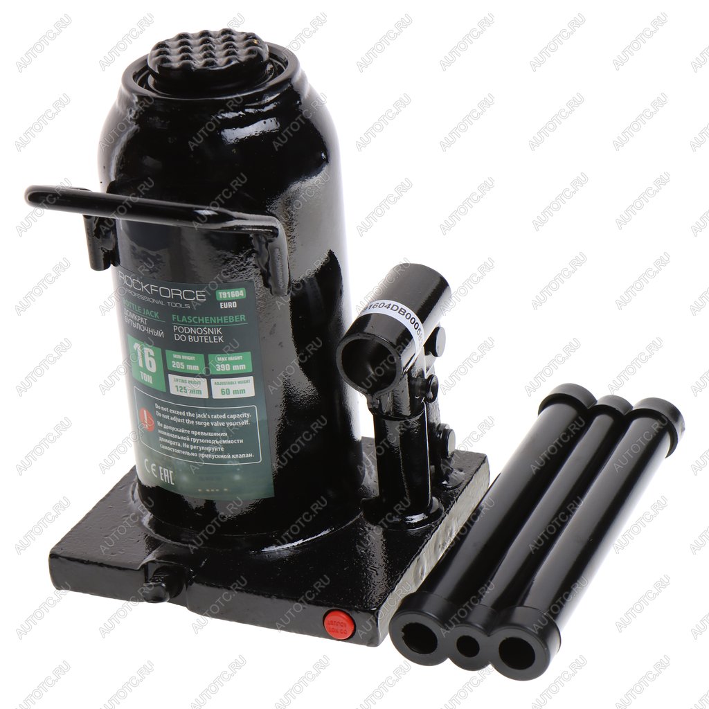 5 999 р. Домкрат бутылочный 16т 205-390мм с клапаном ROCKFORCE ROCKFORCE rf-t91604euro  с доставкой в г. Пермь