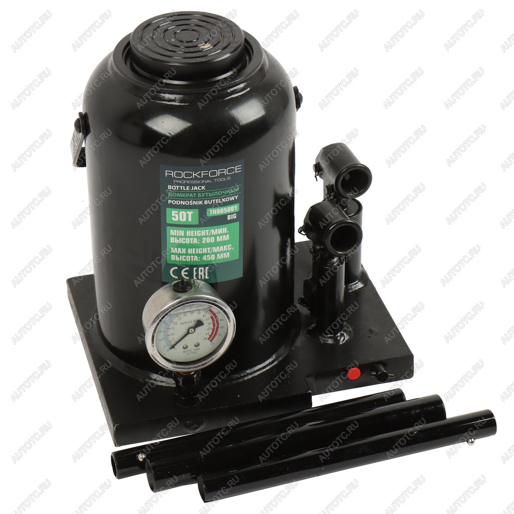 17 999 р. Домкрат бутылочный 50т 280-450мм ROCKFORCE ROCKFORCE rf-th905001  с доставкой в г. Пермь
