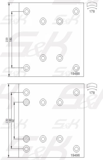 3 899 р. Накладка тормозной колодки MAN MERCEDES заднейпередней стандарт (410х223) (8шт.) S&K GMBH S&K GMBH sk194960001  с доставкой в г. Пермь. Увеличить фотографию 1