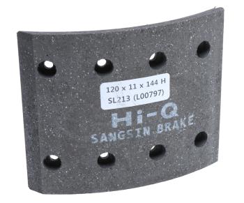 459 р. Накладка тормозной колодки HYUNDAI HD120 (шир.120мм, 8 отверстий) передней SANGSIN SANGSIN sl213  с доставкой в г. Пермь. Увеличить фотографию 1