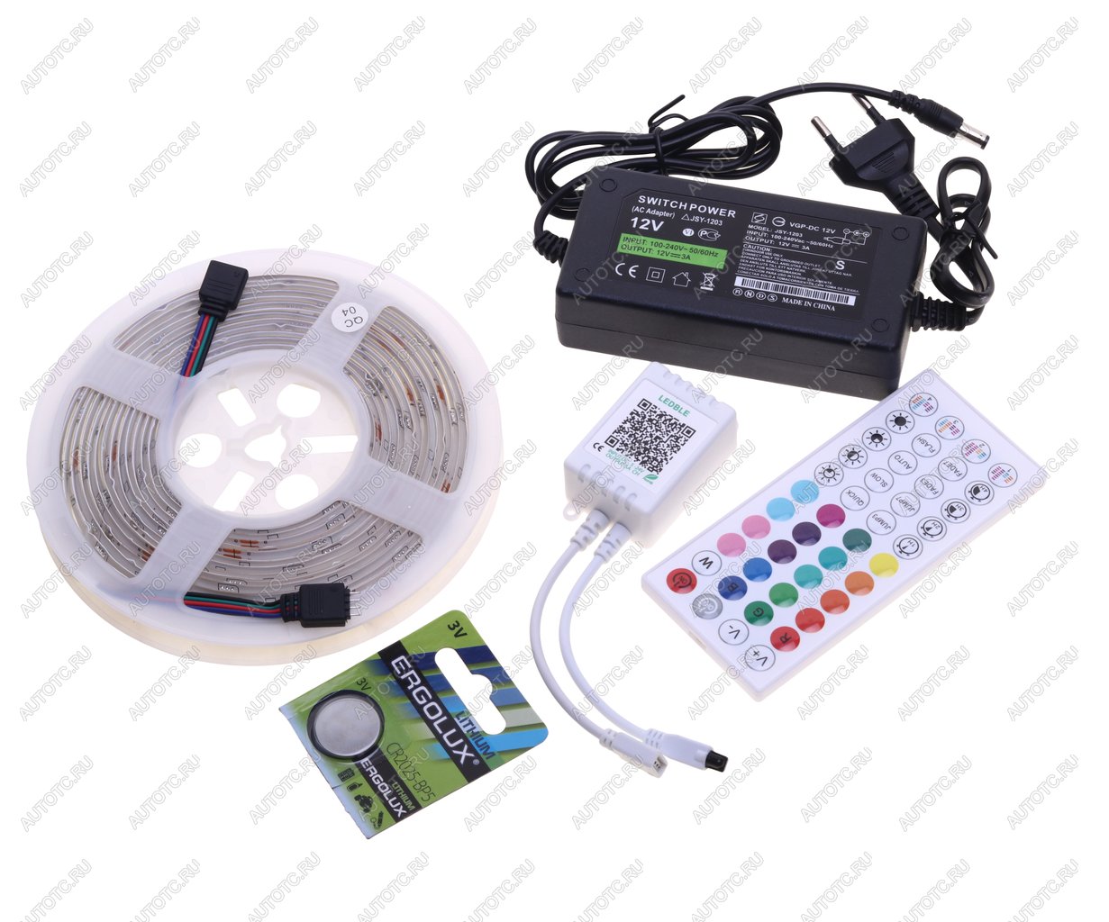 1 199 р. Лента светодиодная гибкая 12W 5м IP65 12V RGB цветная, пульт управления GRISARD ELECTRIC GRISARD ELECTRIC gre-002-0121  с доставкой в г. Пермь