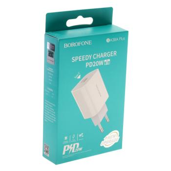 399 р. Устройство зарядное в розетку 1USB Type C BOROFONE BOROFONE ba38a white  с доставкой в г. Пермь. Увеличить фотографию 4