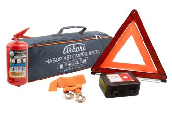 Автомобильный набор серыйоранжевый Basic ARBORI (аптечка, огнетушитель, знак) Arbori afek.grey.arbori.basic.n4