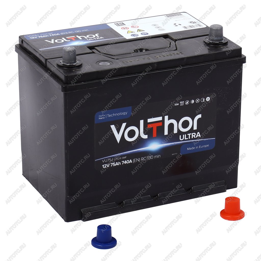 12 199 р. Аккумулятор VOLTHOR Ultra 75Ач обратная полярность VOLTHOR 6ст75(0) 57529 d26  с доставкой в г. Пермь