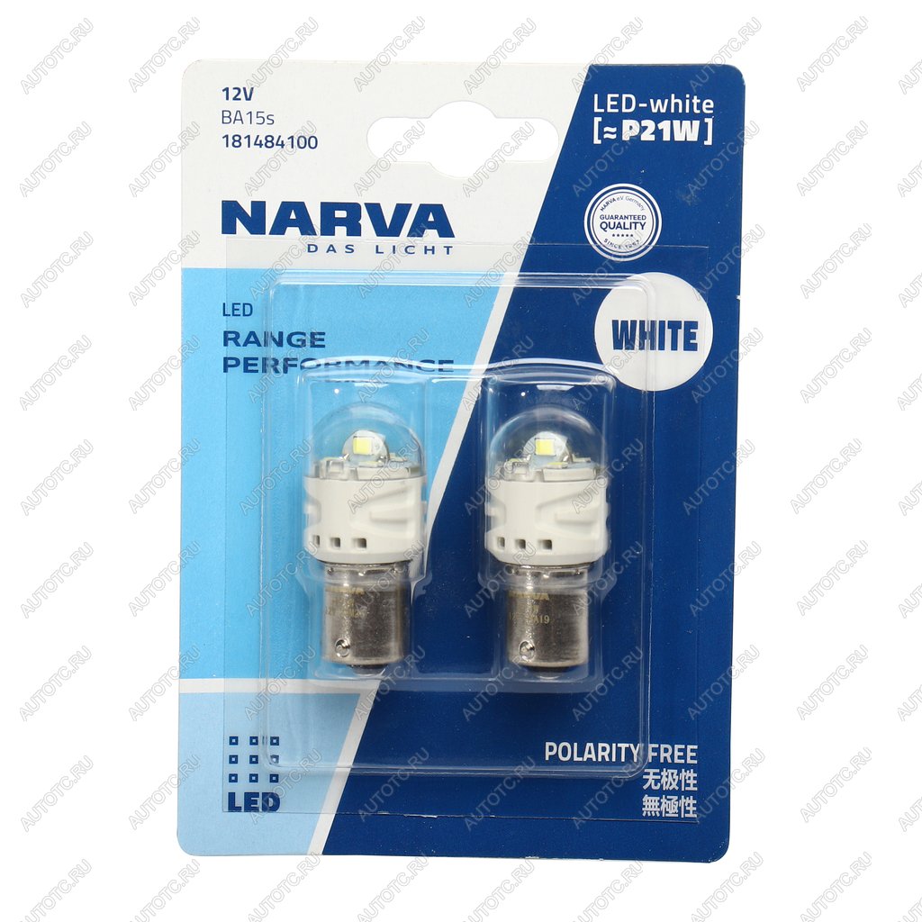 1 099 р. Лампа светодиодная 12V P21W BA15s блистер (2шт.) LED White NARVA NARVA 18148-2бл  с доставкой в г. Пермь