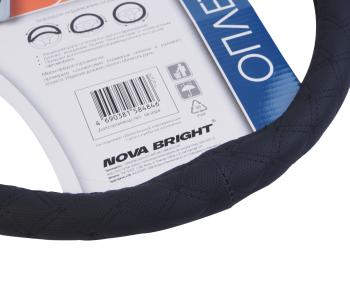 439 р. Оплетка руля (L) 39-41см черная экокожа NOVA BRIGHT NOVA BRIGHT 47679  с доставкой в г. Пермь. Увеличить фотографию 2