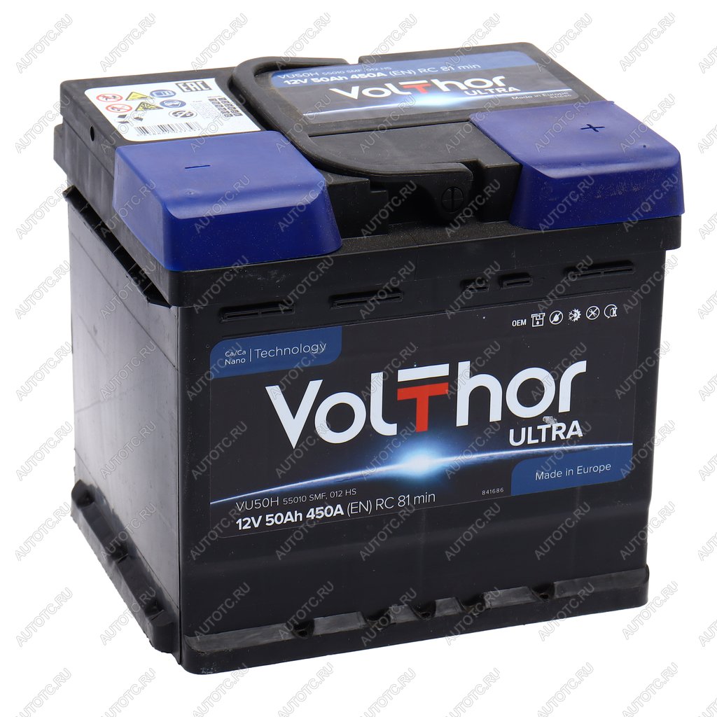 8 499 р. Аккумулятор VOLTHOR Ultra 50Ач обратная полярность VOLTHOR 6ст50(0) 55010  с доставкой в г. Пермь