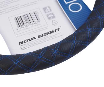 489 р. Оплетка руля (L) 39-41см черно-синяя экокожа NOVA BRIGHT NOVA BRIGHT 47678  с доставкой в г. Пермь. Увеличить фотографию 2