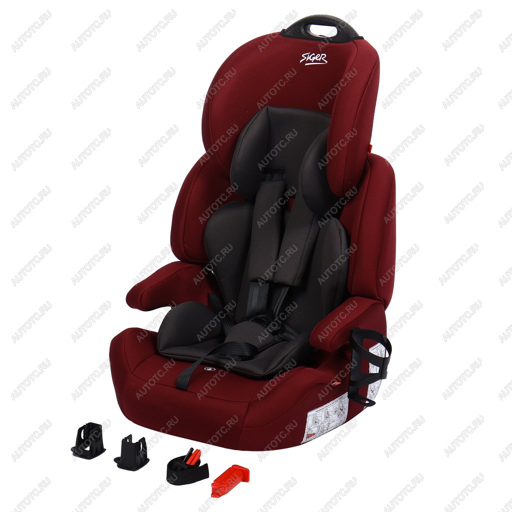 10 699 р. Автокресло детское 9-36кг (I-II-III) 1-12лет вишня люкс Isofix Стар SIGER SIGER kres4028  с доставкой в г. Пермь