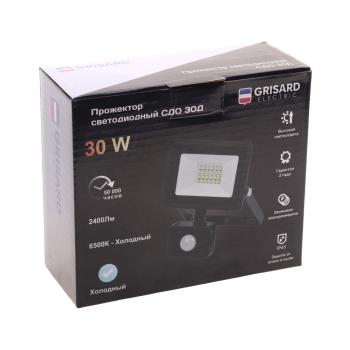 1 099 р. Светильник светодиодный 220V 30W 6500K с датчиком движения черный GRISARD ELECTRIC GRISARD ELECTRIC gre-004-0017 GRISARD ELECTRIC gre-004-0017  с доставкой в г. Пермь. Увеличить фотографию 4