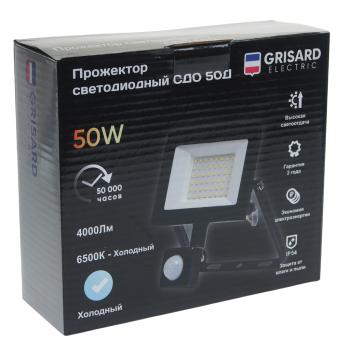 1 169 р. Светильник светодиодный 220V 50W 6500K с датчиком движения черный GRISARD ELECTRIC GRISARD ELECTRIC gre-004-0016 GRISARD ELECTRIC gre-004-0016  с доставкой в г. Пермь. Увеличить фотографию 5