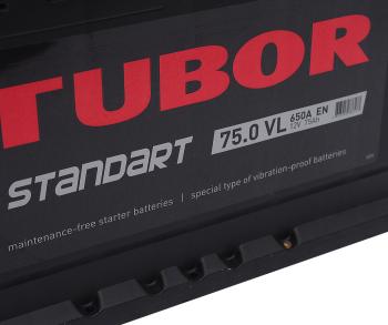 10 999 р. Аккумулятор TUBOR Standart 75Ач обратная полярность TUBOR 6ст75(0)  с доставкой в г. Пермь. Увеличить фотографию 2