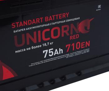 10 349 р. Аккумулятор UNICORN Red EFB 75Ач обратная полярность UNICORN 6ст75(0)  с доставкой в г. Пермь. Увеличить фотографию 4