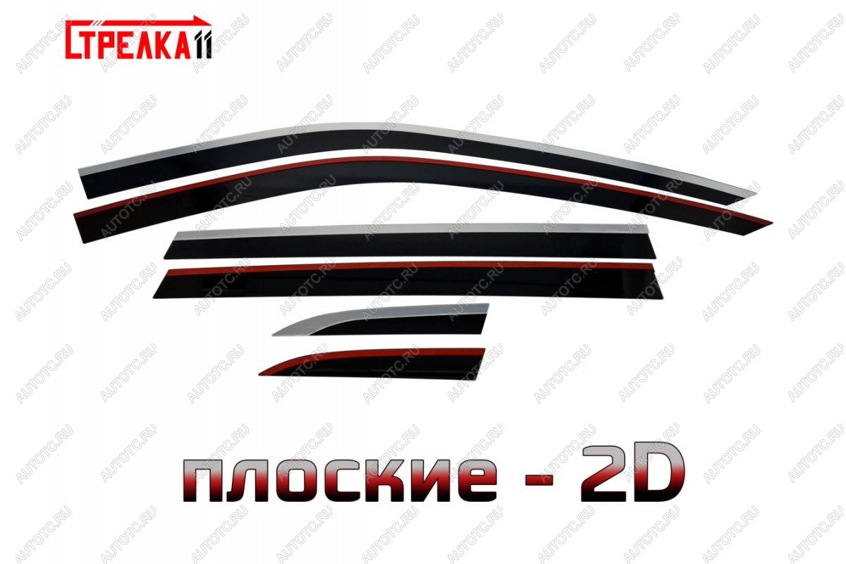 6 999 р. Дефлекторы окон 2D Стрелка11  Honda CR-V  6 RS (2022-2025) (черные с хром накладками)  с доставкой в г. Пермь