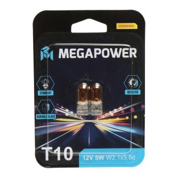 74 р. Лампа 12V WY5W W2.1x9.5d желтая блистер (2шт.) Standart MEGAPOWER MEGAPOWER 370-33-076  с доставкой в г. Пермь. Увеличить фотографию 1