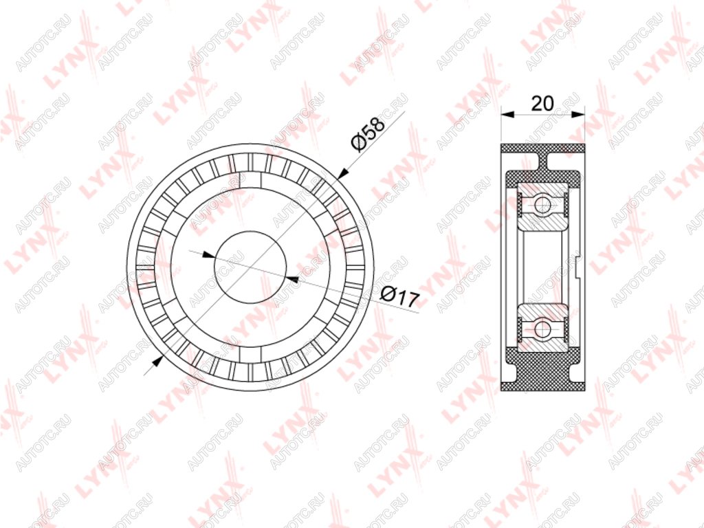 1 799 р. Ролик приводного ремня VW Beetle (12-15) AUDI A1 (11-14) SKODA Fabia натяжителя LYNX LYNX pb5304  с доставкой в г. Пермь