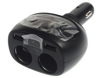 1 079 р. Разветвитель прикуривателя 2-х гнездовой 12V 2USB черный XO XO cc41 black  с доставкой в г. Пермь. Увеличить фотографию 1