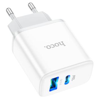 469 р. Устройство зарядное в розетку 1USB + 1 Type C 220V HOCO HOCO c105a white  с доставкой в г. Пермь. Увеличить фотографию 3