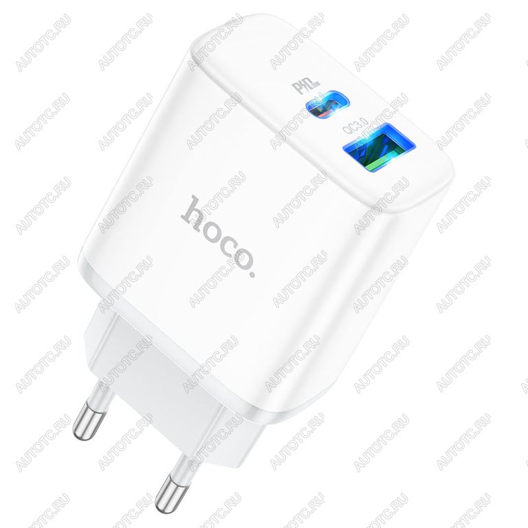 469 р. Устройство зарядное в розетку 1USB + 1 Type C 220V HOCO HOCO c105a white  с доставкой в г. Пермь