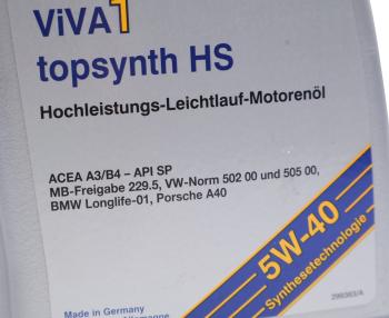 1 589 р. Масло моторное VIVA 1 TOPSYNTH HS 5W40 синт.1л SRS SRS 4033885002360  с доставкой в г. Пермь. Увеличить фотографию 2